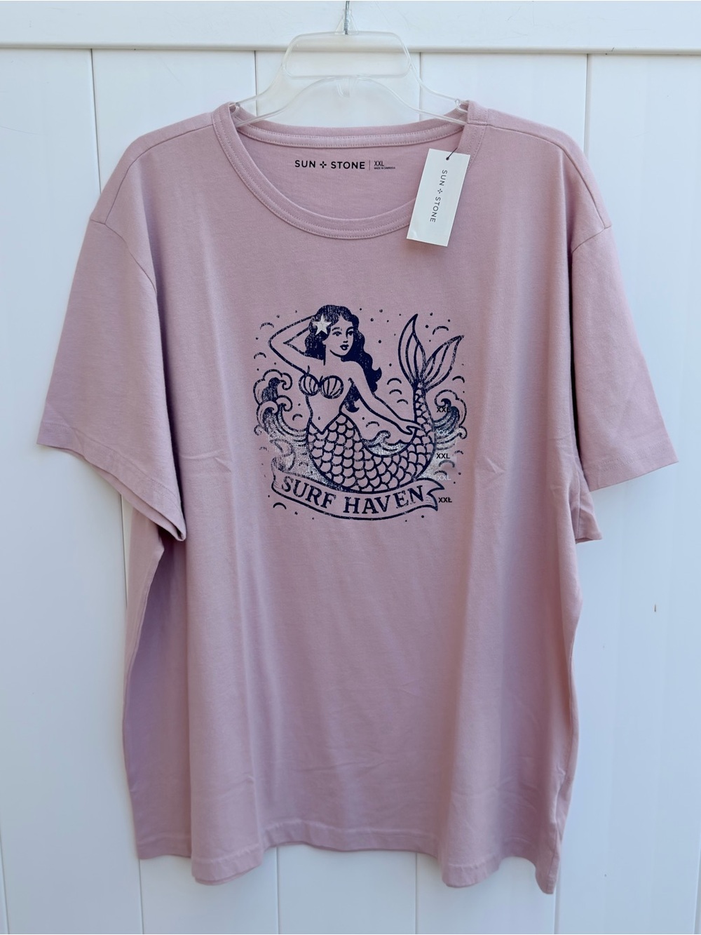 NWT Sun + Stone Pale Mauve Mermaid Graphic Short Sleeve Tee Men’s XXL